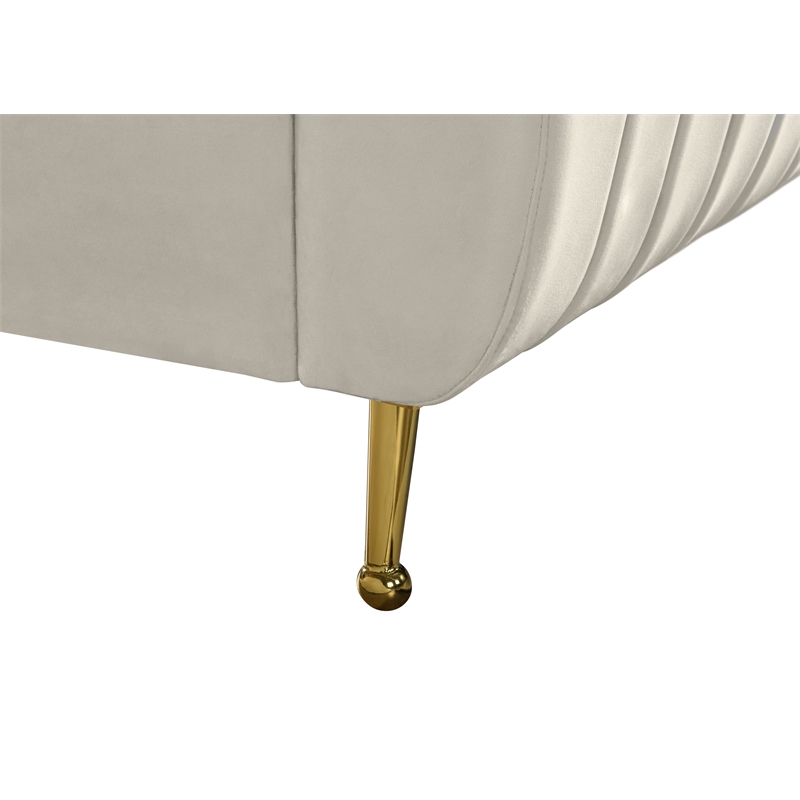 Meridian Furniture Zara Contemporary Cream Velvet Twin Bed