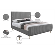 Meridian Furniture Zara Contemporary Gray Velvet Full Bed