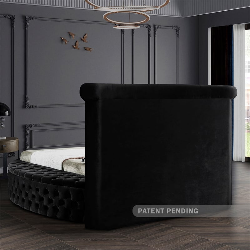 Meridian Furniture Luxus Black Velvet Queen Bed