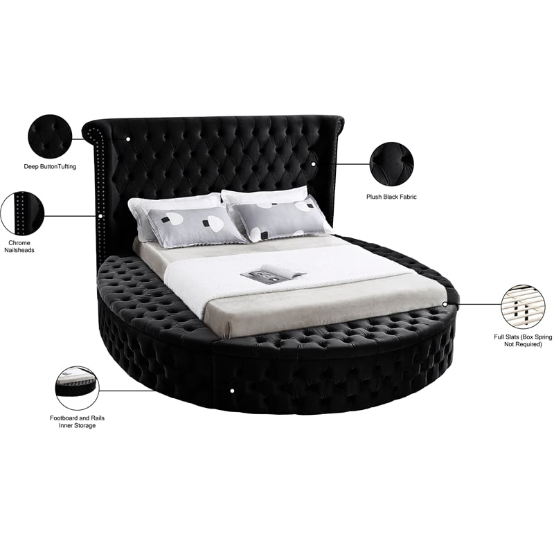 Meridian Furniture Luxus Black Velvet Queen Bed