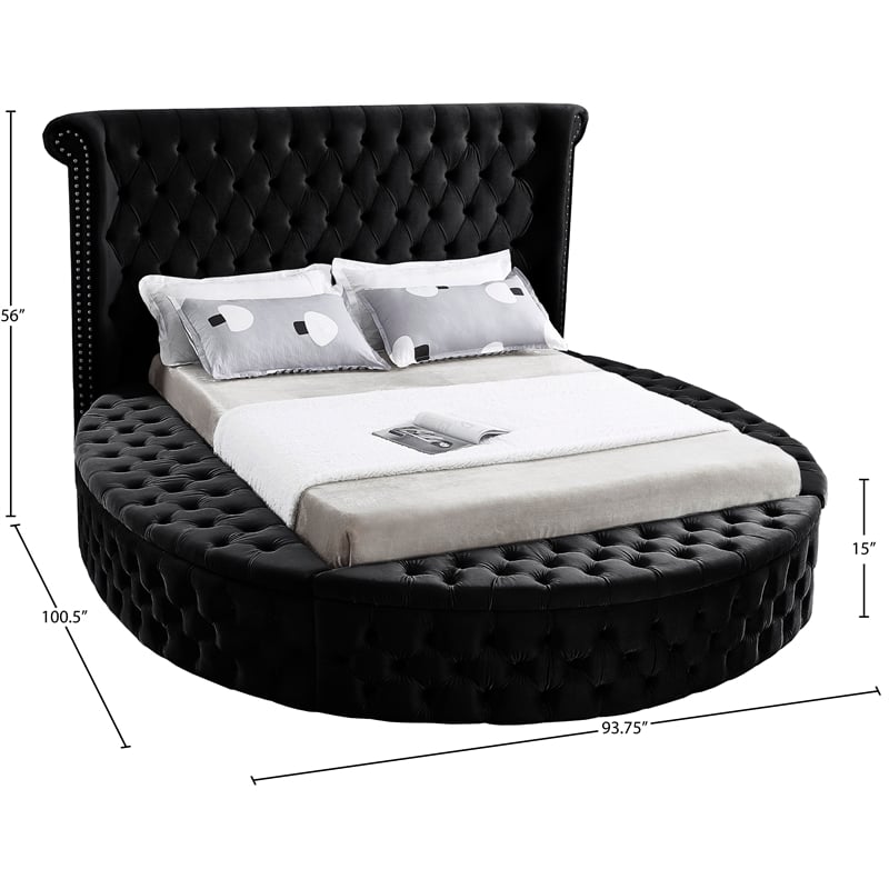 Meridian Furniture Luxus Black Velvet Queen Bed