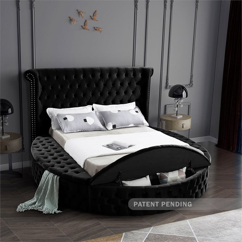Meridian Furniture Luxus Black Velvet Queen Bed
