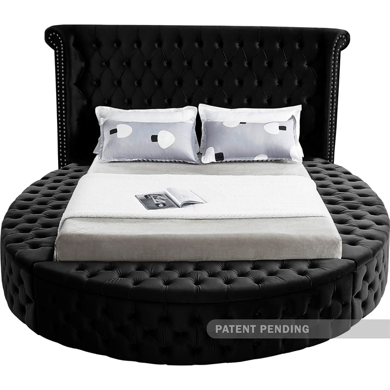 Meridian Furniture Luxus Black Velvet Queen Bed