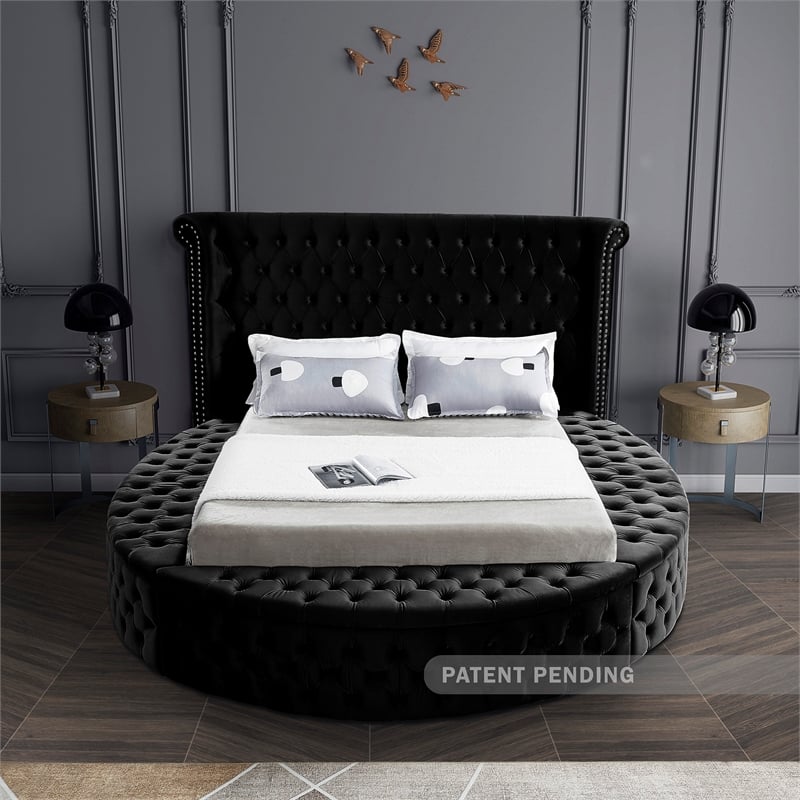 Meridian Furniture Luxus Black Velvet Queen Bed