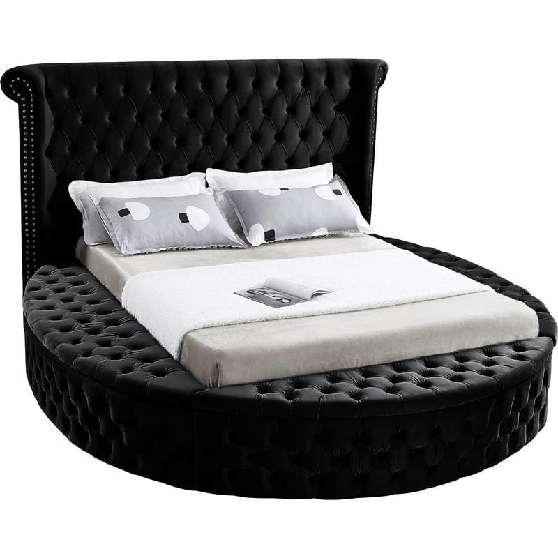 Meridian Furniture Luxus Black Velvet Queen Bed
