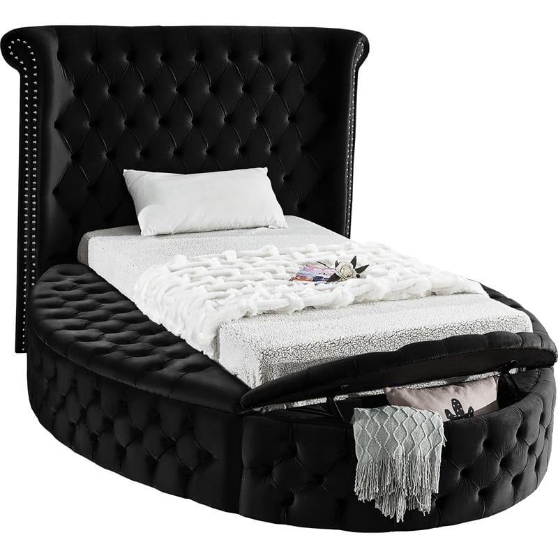 Meridian Furniture Luxus Black Velvet Twin Bed