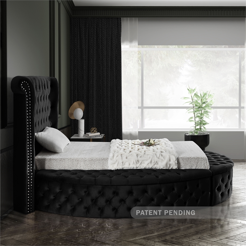 Meridian Furniture Luxus Black Velvet Twin Bed