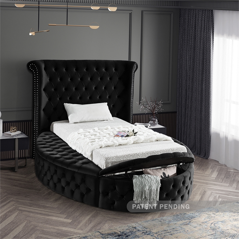 Meridian Furniture Luxus Black Velvet Twin Bed