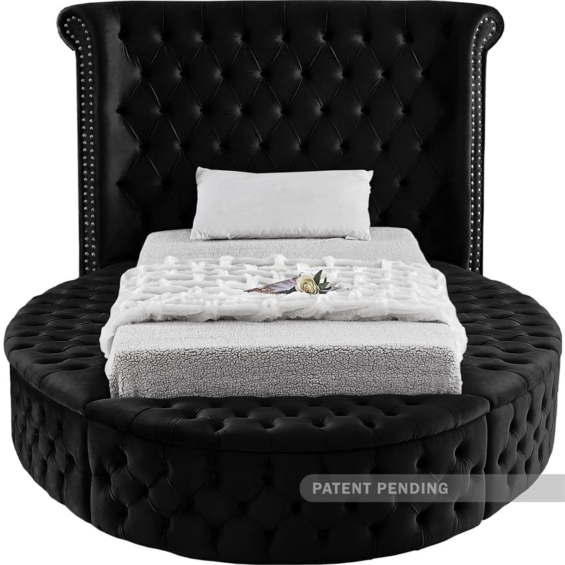 Meridian Furniture Luxus Black Velvet Twin Bed