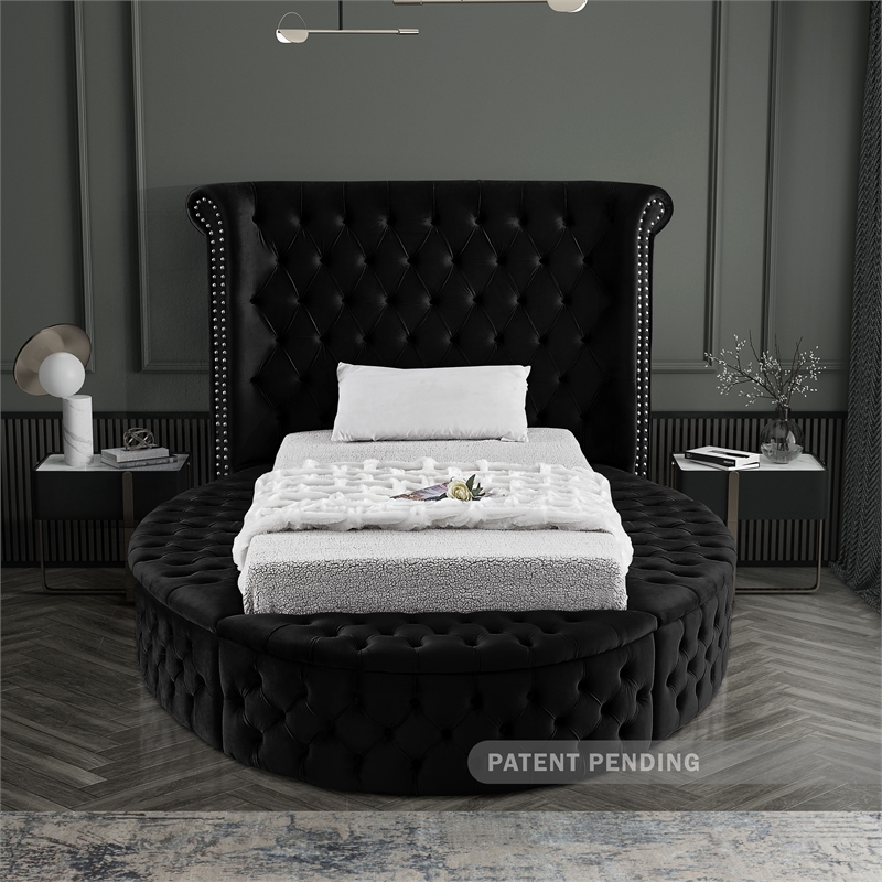 Meridian Furniture Luxus Black Velvet Twin Bed