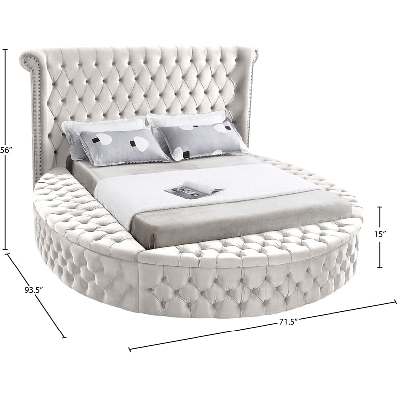 Meridian Furniture Luxus Cream Velvet Twin Bed