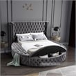 Meridian Furniture Luxus Gray Velvet Full Bed
