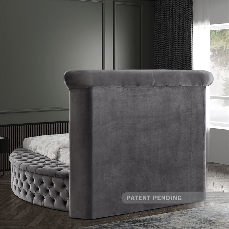 Meridian Furniture Luxus Gray Velvet Twin Bed