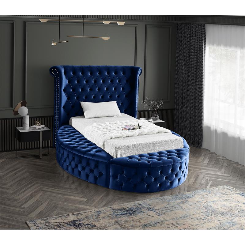 Meridian Furniture Luxus Navy Velvet Twin Bed