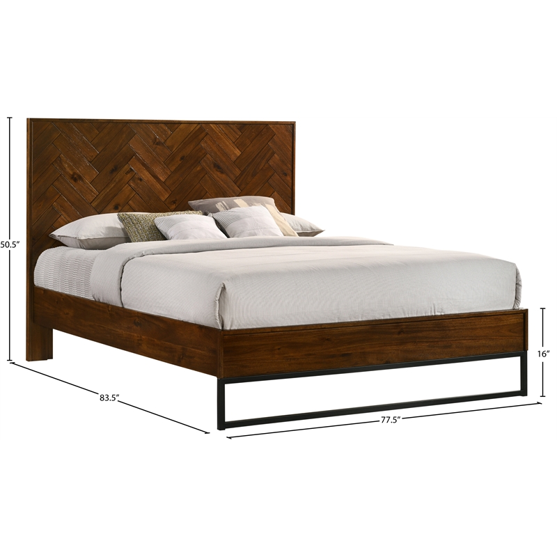Meridian Furniture Reed Brown Antique Coffee Wooden King Bed