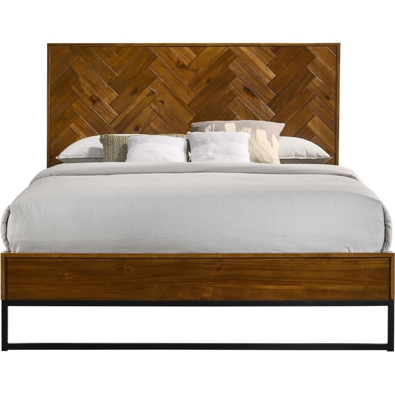 Meridian Furniture Reed Brown Antique Coffee Wooden Queen Bed
