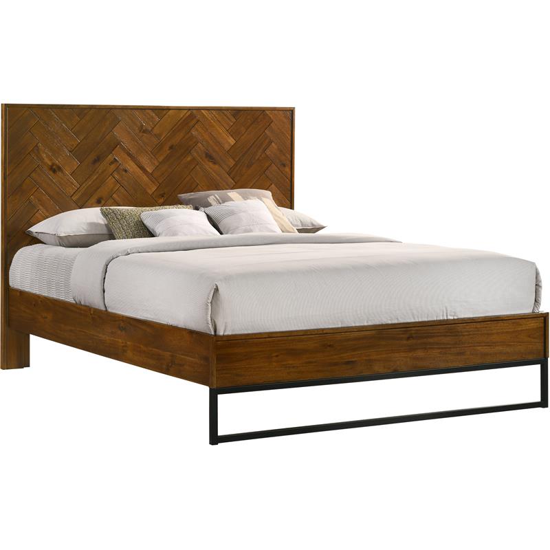 Meridian Furniture Reed Brown Antique Coffee Wooden Queen Bed