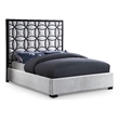Meridian Furniture Taj White Velvet King Bed with Matte Black Steel Frame