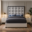 Meridian Furniture Taj White Velvet King Bed with Matte Black Steel Frame