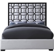 Meridian Furniture Taj White Velvet King Bed with Matte Black Steel Frame