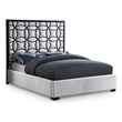 Meridian Furniture Taj White Velvet Queen Bed with Matte Black Steel Frame