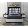 Meridian Furniture Taj White Velvet Queen Bed with Matte Black Steel Frame