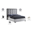 Meridian Furniture Taj White Velvet Queen Bed with Matte Black Steel Frame