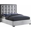 Meridian Furniture Taj White Velvet Queen Bed with Matte Black Steel Frame