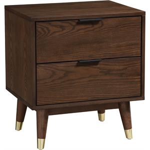 meridian furniture vance mid century modern ash veneer wooden nightstand