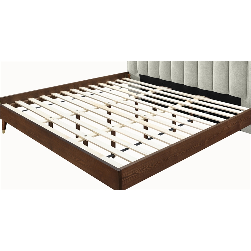 Meridian Furniture Vance Beige Durable Linen Fabric King Bed