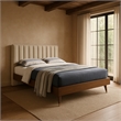 Meridian Furniture Vance Beige Durable Linen Fabric King Bed