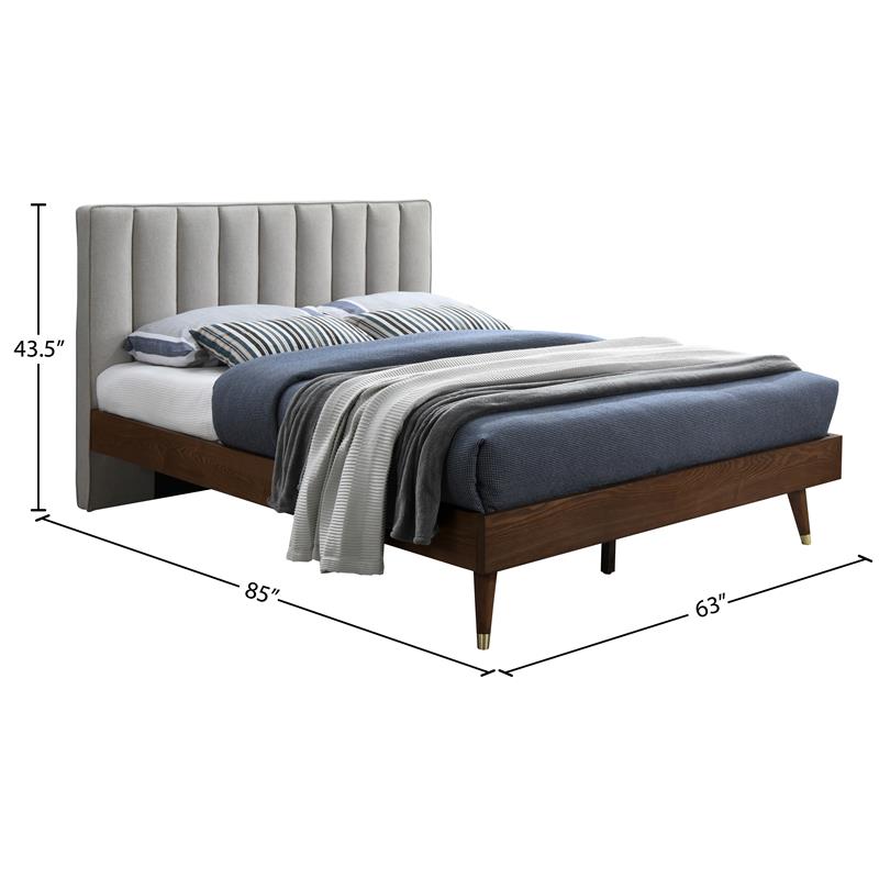 Meridian Furniture Vance Beige Durable Linen Fabric Queen Bed