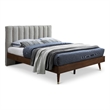 Meridian Furniture Vance Beige Durable Linen Fabric Queen Bed