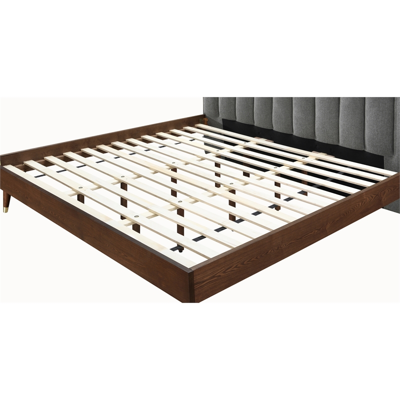 Meridian Furniture Vance Gray Durable Linen Fabric King Bed