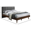 Meridian Furniture Vance Gray Durable Linen Fabric King Bed