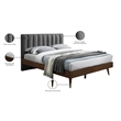 Meridian Furniture Vance Gray Durable Linen Fabric King Bed