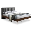 Meridian Furniture Vance Gray Durable Linen Fabric King Bed