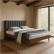 Meridian Furniture Vance Gray Durable Linen Fabric King Bed