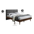 Meridian Furniture Vance Gray Durable Linen Fabric Queen Bed