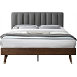 Meridian Furniture Vance Gray Durable Linen Fabric Queen Bed