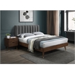 Meridian Furniture Vance Gray Durable Linen Fabric Queen Bed