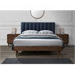 Meridian Furniture Vance Navy Durable Linen Fabric King Bed