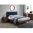 Meridian Furniture Vance Navy Durable Linen Fabric King Bed
