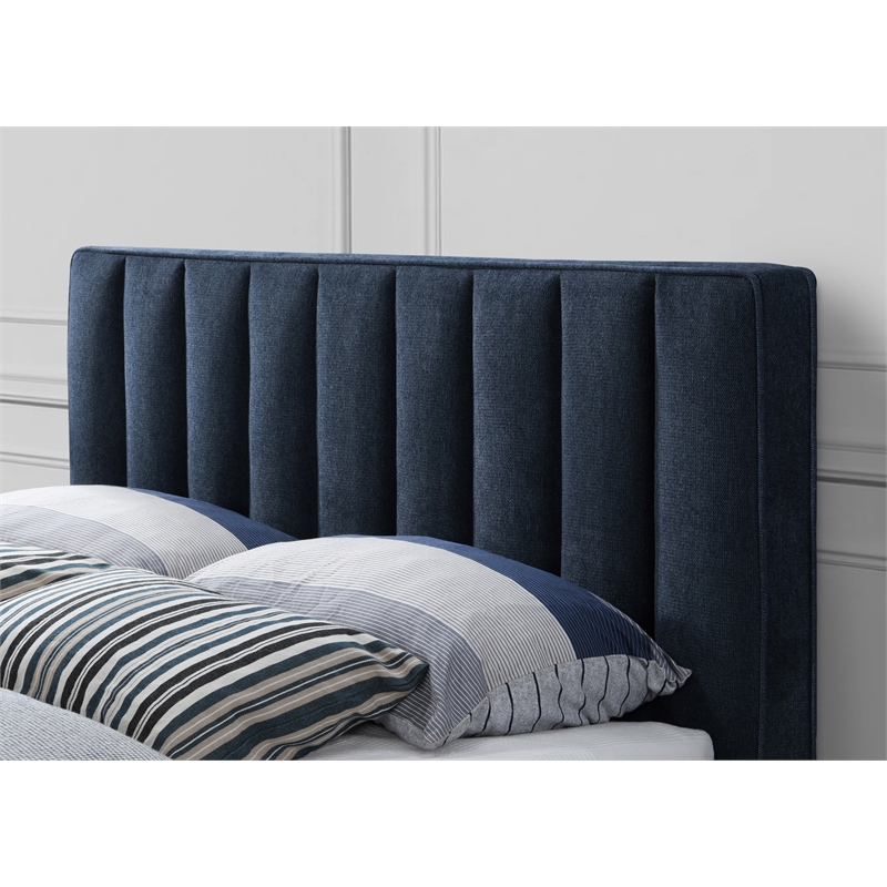 Meridian Furniture Vance Navy Durable Linen Fabric King Bed