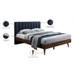 Meridian Furniture Vance Navy Durable Linen Fabric King Bed