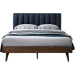 Meridian Furniture Vance Navy Durable Linen Fabric King Bed