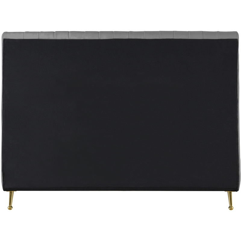 Meridian Furniture Zara Contemporary Gray Velvet Queen Bed