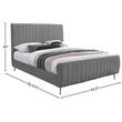 Meridian Furniture Zara Contemporary Gray Velvet Queen Bed