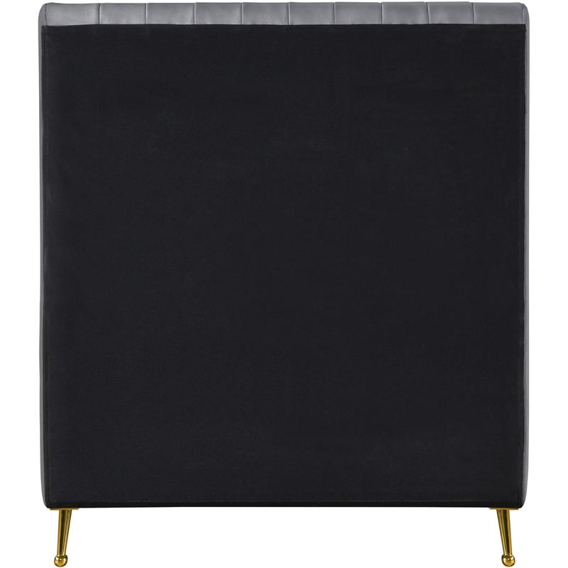Meridian Furniture Zara Contemporary Gray Velvet Twin Bed