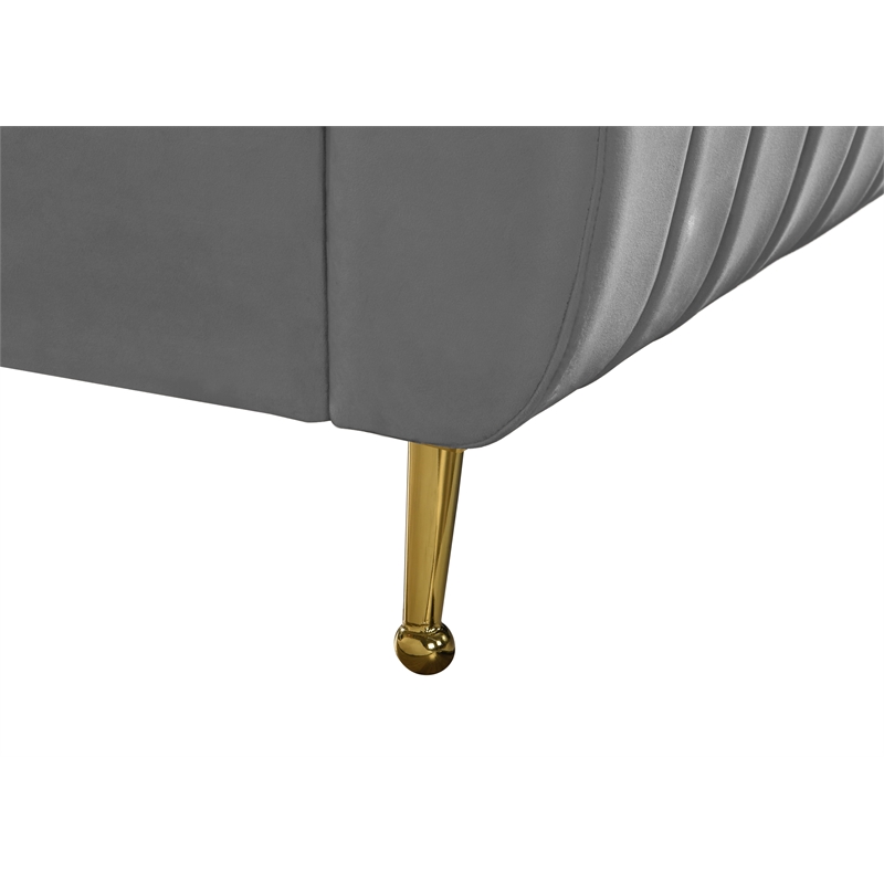 Meridian Furniture Zara Contemporary Gray Velvet Twin Bed